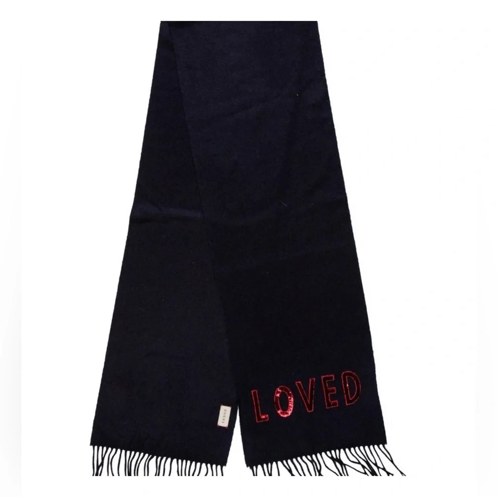 Gucci LOVED Cashmere Sequin Scarf New - Picture 6 of 15